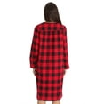 thumbnail image 3 of Dreamcrest Women’s Snap-Front House Coat Flannel Duster Robe with Pockets (Red - Buffalo Plaid, 3X), 3 of 3