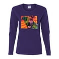 thumbnail image 2 of Cute Smiling Neon Pitbull Dog Breed Dog Lover Womens Graphic Long Sleeve T-Shirt, Purple, X-Large, 2 of 3