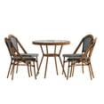 thumbnail image 2 of BizChair Indoor/Outdoor Commercial Bistro 31.5" Table, Black and White PE Rattan, Glass Top with 4 Stack Chairs, 2 of 10