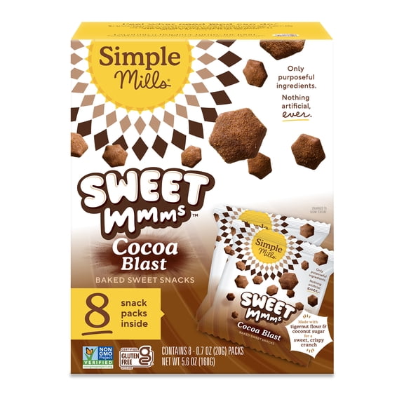 Simple Mills Sweet Mmms Cocoa Blast Baked Sweet Snack Packs, 0.7 oz, 8 Count
