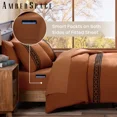 thumbnail image 4 of Amberspace Embroidery 7-piece Bed in a Bag Queen Comforter Set with Sheets,Burnt Orange, 4 of 9