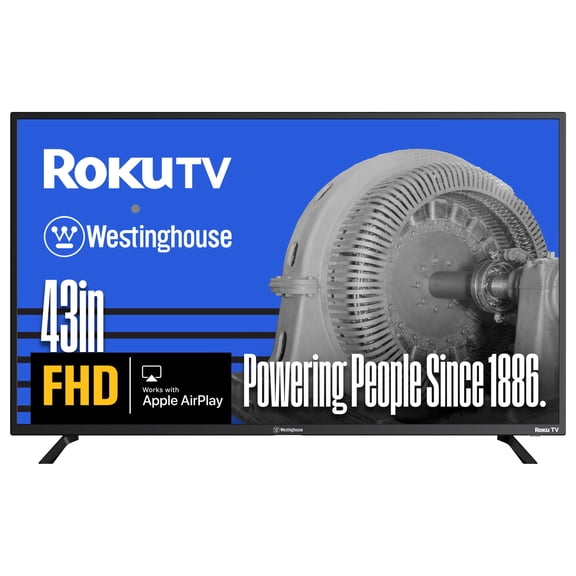 Westinghouse Roku TV - 43 Inch Smart TV, 1080P FHD Television with Wi-Fi Connectivity and Mobile App, Flat Screen, Bluetooth, Compatible with Apple AirPlay, Alexa and Google Assistant
