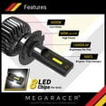 thumbnail image 6 of Mega Racer Combo H7 LED Headlight Bulb Combo 4 PACK - 6000K Bright White 12V 60W 16000LM - High & Low Beam Replacement Car Bulbs, 6 of 6