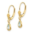 thumbnail image 6 of Auriga Fine Jewelry 14K Yellow Gold March/Aquamarine Dangle Earrings for Women(L- 23mm, W- 4mm), 6 of 6