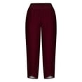 thumbnail image 5 of gbyLJF Cotton Linen Pants for Women Summer Casual Capri Pants Loose Fit Cropped Comfy Baggy Trousers with Pockets A03_Brown 3XL, 5 of 5