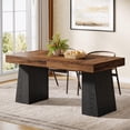thumbnail image 2 of Tribesigns 55“ Dining Table for 4-6, Rectangular Wooden Dining Room Table, Kitchen Dinner Table, Black & Brown, 2 of 7