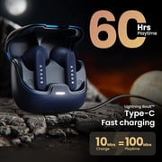 Boult AirBass Z40 True Wireless Earbuds with 60H Playtime, Zen™ ENC Mic, Low Latency Gaming, Type-C Fast Charging, Blue, New, 1 Count, 1 Pack