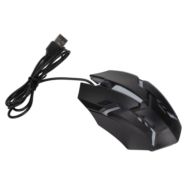 Ratón para juegos RGB, luz de respiración brillante, 1600 DPI, rueda de desplazamiento 3D, ratón ergonómico con cable USB para ordenador Le noir