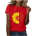 thumbnail image 2 of ICHUANYI Women's Graphic T Shirt Boho Floral Print Blouses Casual Crew Neck Short Sleeve Basic Tee Tops Fashionable Printed T-shirt With Round Neck And Short Sleeved Top, 2 of 6