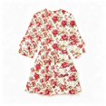 thumbnail image 5 of Fesfesfes Women's 3/4 Sleeve Ruffle Dress Round Neck Elastic Waist Tiered Mini Dress Casual Summer Work Vacation Abstract Print Short Dresses, 5 of 6