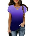 thumbnail image 5 of Kaemgyyd Womens Summer Tops Gradient Short Sleeve T Shirts Cute Cutout Trendy Dressy Casual V Neck Loose Fit Blouse, 5 of 6