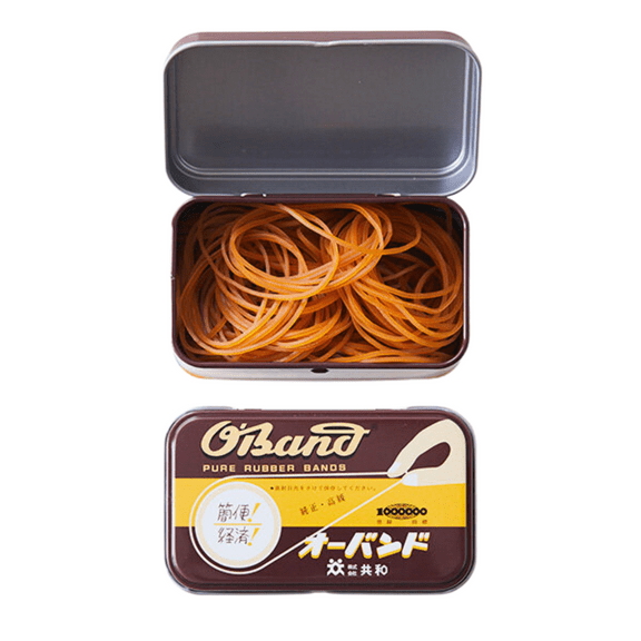 Kyowa O'Band Rubber Bands: classic brown tin, 30 grams (Amber)