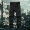 thumbnail image 2 of PIMSSY Men Casual Pants Straight Fit Comfortable Lightweight Elastic Waist With Zipper Pockets For Daily Wear Home Outdoor Hiking Spring Summer Fall Male Soft Solid Color Slacks, 2 of 3