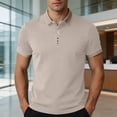 thumbnail image 4 of DPTALR Men's Casual Contrast Trim Short Sleeve Button Polo Shirt,Beige,Big Men's,Tall Men's XL,Young Men's T-shirt, 4 of 7