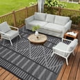 thumbnail image 3 of Outdoor Rug 8x10 - Waterproof Reversible Plastic Straw Mat, Black & Grey, UV Resistant for Patio Deck RV Camping, 3 of 15