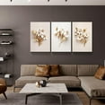 thumbnail image 4 of 3 Piece Wall Art Canvas Gold Flower Picture Minimalist Floral Poster Modern Artwork Print on Canvas, Framed for Living Room Bedroom Office, 12"x16"x3 Panels, 4 of 7