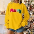 thumbnail image 1 of Chandails d'Hiver Grande Taille pour Femmes Chandail à Capuche Décontracté Imprimé de Noël Col Rond Manches Longues Jaune G, 1 of 6