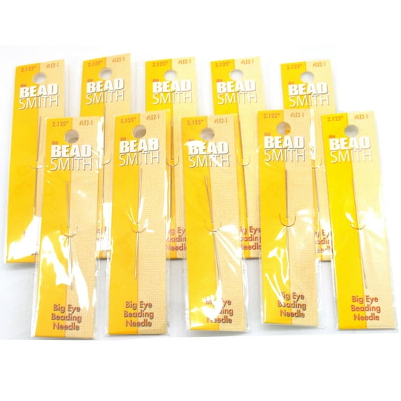 10 Big Eye Beading Needles Easy Threading Tool 2.25"