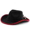 thumbnail image 3 of XIAOCHA Womens Solid Cowboy Hat Stitched Trimming Outdoor Farm Cowgirl Hat,Black, 3 of 3