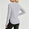 thumbnail image 4 of hotojiny Workout Tops for Women Crewneck Long Sleeve Shirts with Curved Hem UPF 50+ Sun Shirts for Hiking Running Gym Clothes(Gray,XX-Large), 4 of 7