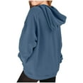 thumbnail image 4 of dazeni Drop Shoulder Hoodie for Teen Girls 5-15 Years Casual Long Sleeve Sweatshirts Pullover with Pockets Spring Fall Preppy School Clothes Blue 9 Years, 4 of 6