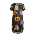 thumbnail image 4 of JIANLAI Nightdress For Women Halloween Pumpkin Tombstone Print Short Sleeve Sleep Dress, Loose V‑Neck Nightgown, Lightweight Casual Sleepshirt, Holiday Themed Loungewear, 4 of 4