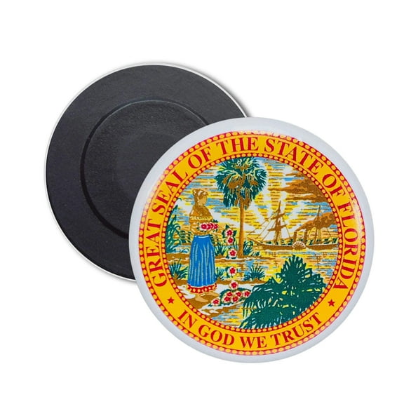 Round Magnet - State Seal Florida - USA | Refrigerator  Locker Decor, Travel Souvenir Gift, Collectible Keepsake, Home  Office Display