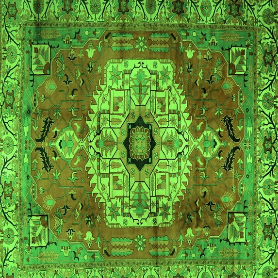 Ahgly Company Indoor Square Persian Green Traditional Area Rugs, 4' Square