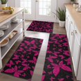 thumbnail image 2 of Black Pink Butterfly Pattern Kitchen Rugs Sets Of 3,Kitchen Runner Rugs Non Skid Washable,Decorative Kitchen Floor Mats for Kitchen,Sink,Laundry,17"x30"+ 17"x47" + 17"x59", 2 of 6