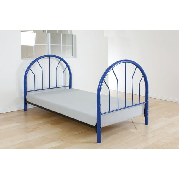 39" X 2'.5" X 42" Blue Metal Tube Twin Headboard And Footboard