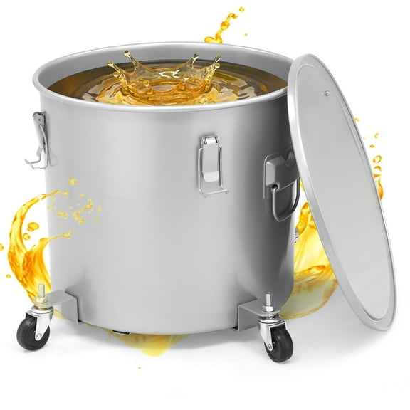 Ktaxon Fryer Grease Bucket,10 Gal Oil Filter Pot,Steel Oil Disposal Caddy,Fryer Oil Bucket with Lid,Filter Bag,Lock Clips