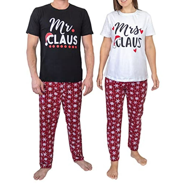 His and Hers Matching Mr & Mrs Claus Pajama Set Christmas Clothes (3XL