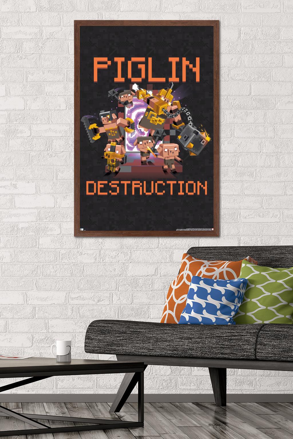 Minecraft: Legends - Piglin Destruction Wall Poster, 22.375" x 34" Framed