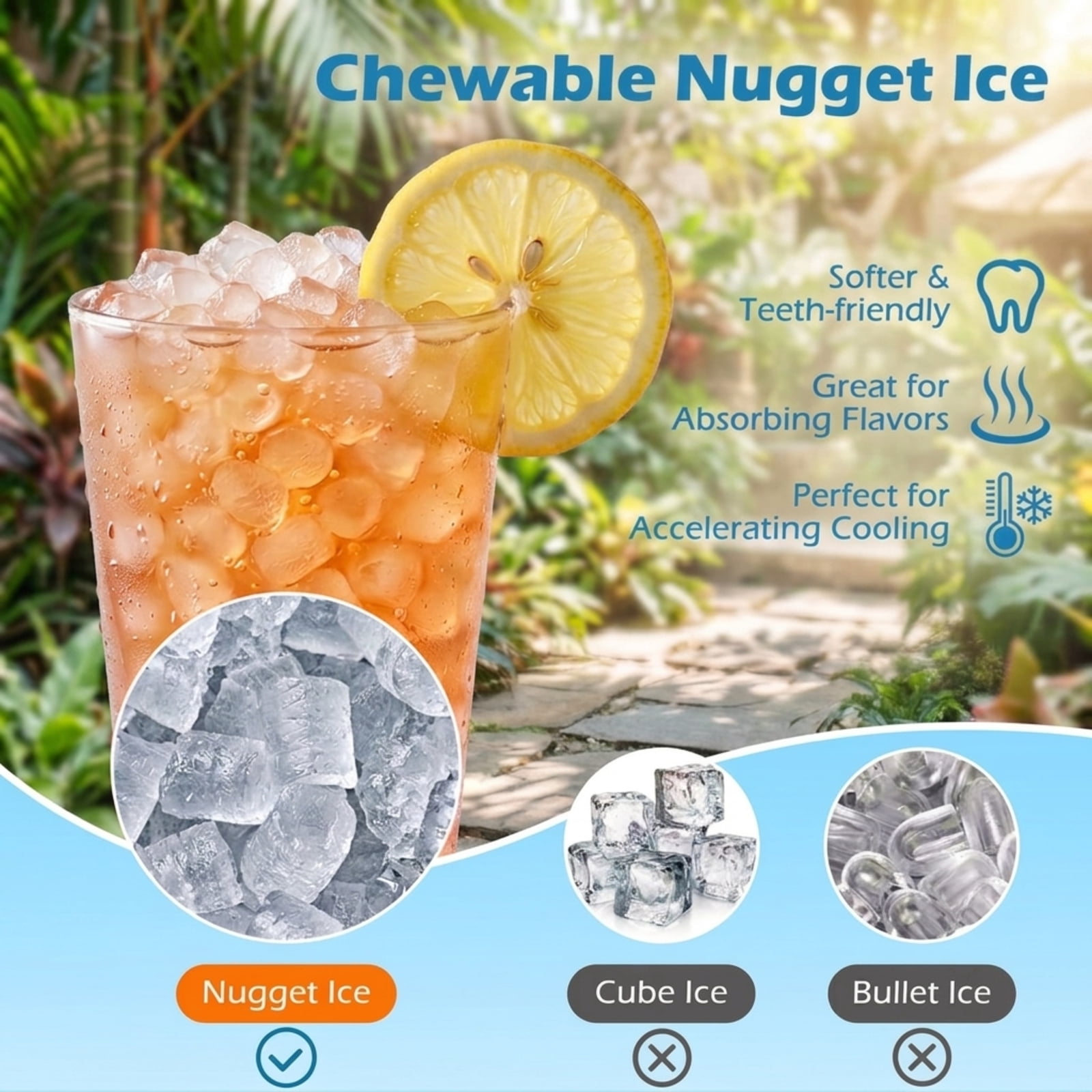 RUIE Nugget Ice Maker with Self Dispensing 80 lbs/24H, Countertop Chewable Pellet Ice Machine for Home Kitchen Bar Office, Soft Sonic Ice Maker
