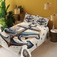 thumbnail image 2 of Ambesonne Nautical Fitted & Top Sheet Set with Shams, Mandala Astronomy Marine, Dark Teal Redwood Ivory, 2 of 5