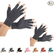 2 Pairs Arthritis Gloves, Compression Gloves Support and Warmth for Hands, Finger Joint, Relieve Pain from Rheumatoid, Osteoarthritis, RSI, Carpal Tunnel, Tendonitis (Medium, Black)