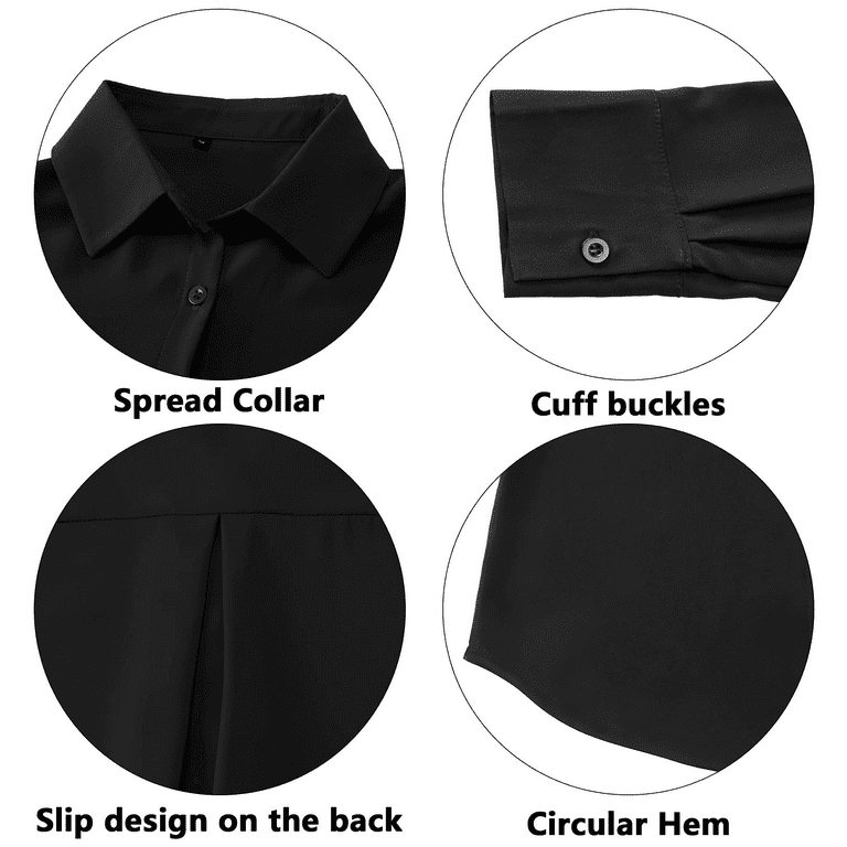 Wataxii Black Blouses for Women Dressy Casual Long Sleeve Wataxii Black Blouses for Women Dressy Casual Long Sleeve