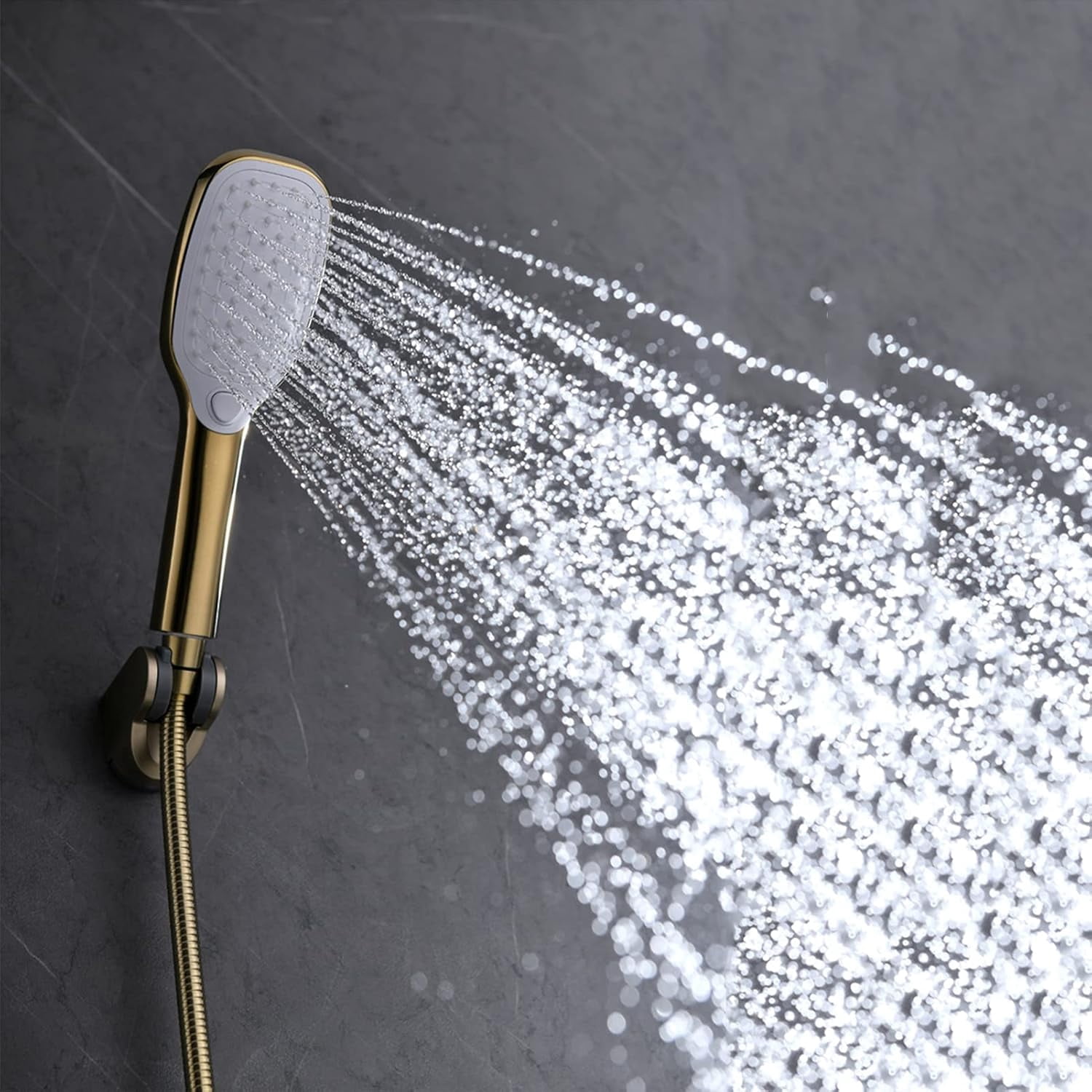 Wall Mounted Bathtub Faucet with Handheld Hand Shower, Brushed Gold Mixer Tap, Single Handle Shower Faucet with Tub Spout