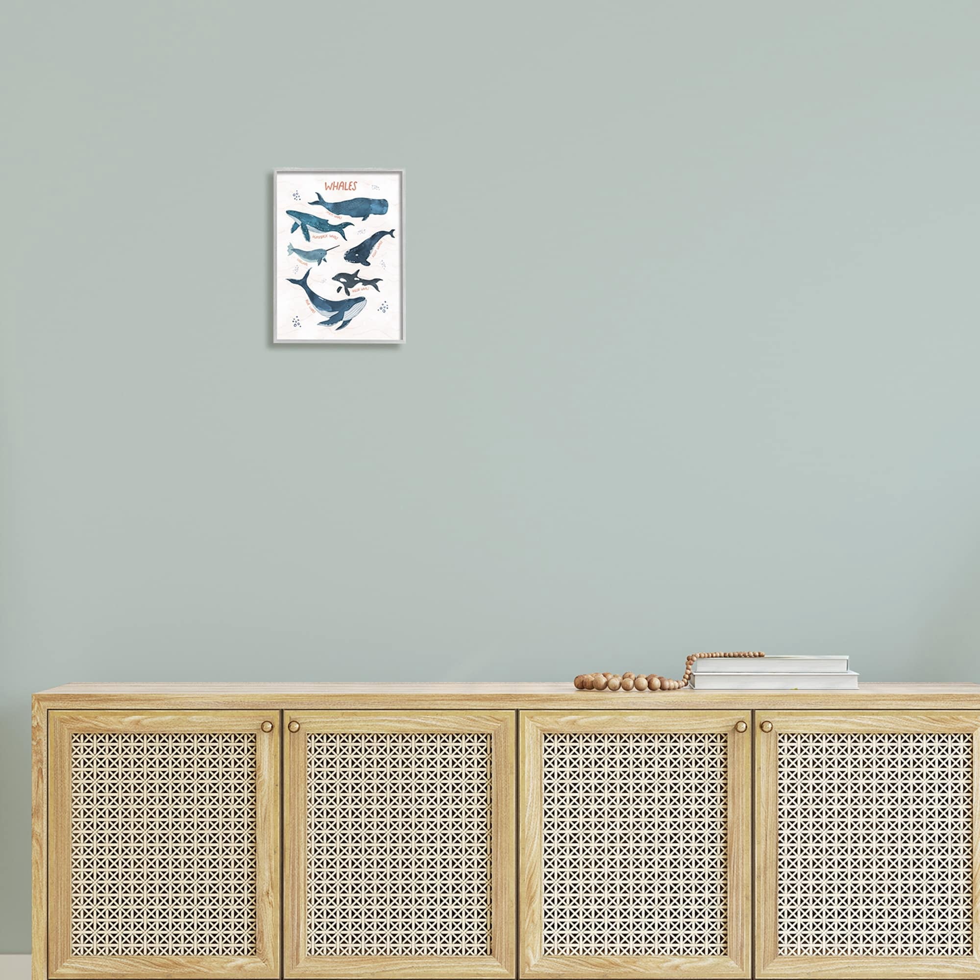 Stupell Industries Nautical Diagram Whale Narwhal Types Bubbles Illustration , 11 x 14, Design by Nina Blue