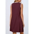 thumbnail image 6 of YOGAFOX Women's Summer Casual Beach Vacation Sleeveless Crewneck Mini Dresses(Wine,M), 6 of 7