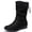 Black MF205, variant on Love Steetly Women's Extra Wide Width Ankle Boots, Distressed Faux Suede, Slouchy Ruched Upper, Adjustable Back Lace-Up, Low Stacked Heel Casual Boots.