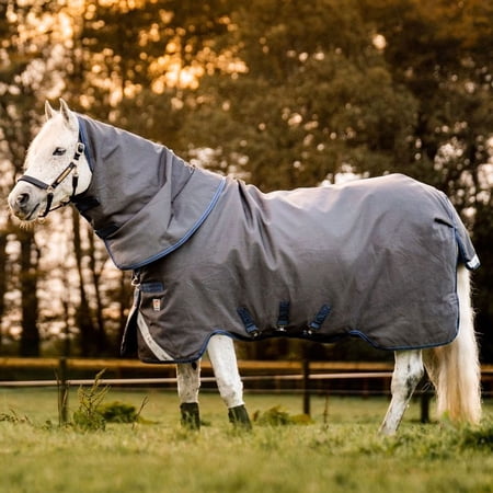 HORSEWARE IRELAND Rhino HexStop Plus (100g Light) Gray/Indigo/Navy Turnout Blanket, Size: 72