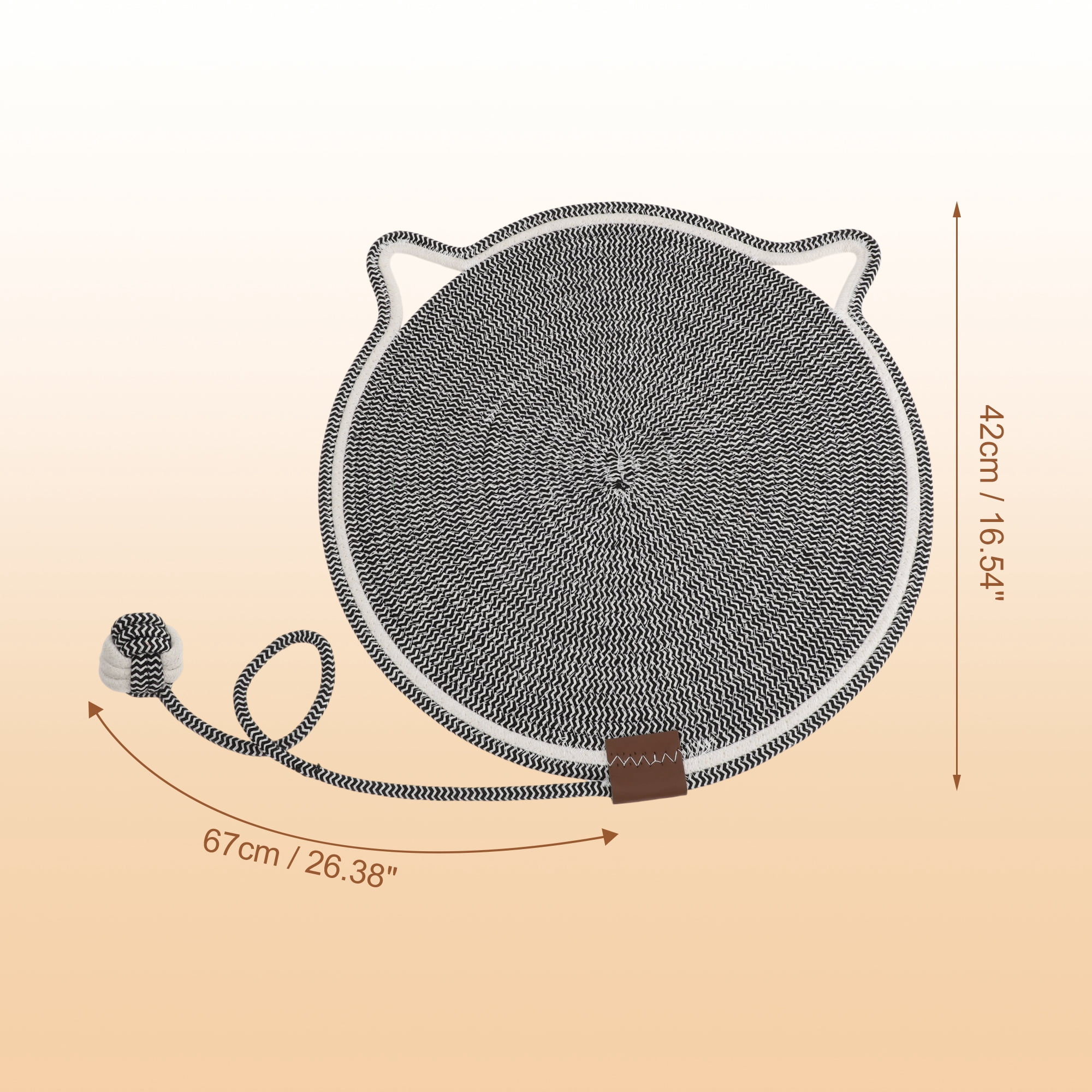 Unique Bargains Cat Scratcher Mat with A Cat Ball Cotton Rope Grey [16.54"]
