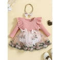 thumbnail image 3 of Baby Girls 2 Piece Outfits 3 6 12 18 24M Embroidery Long Sleeves Romper Dress and Cute Headband for Toddler Infant Fall, 3 of 10