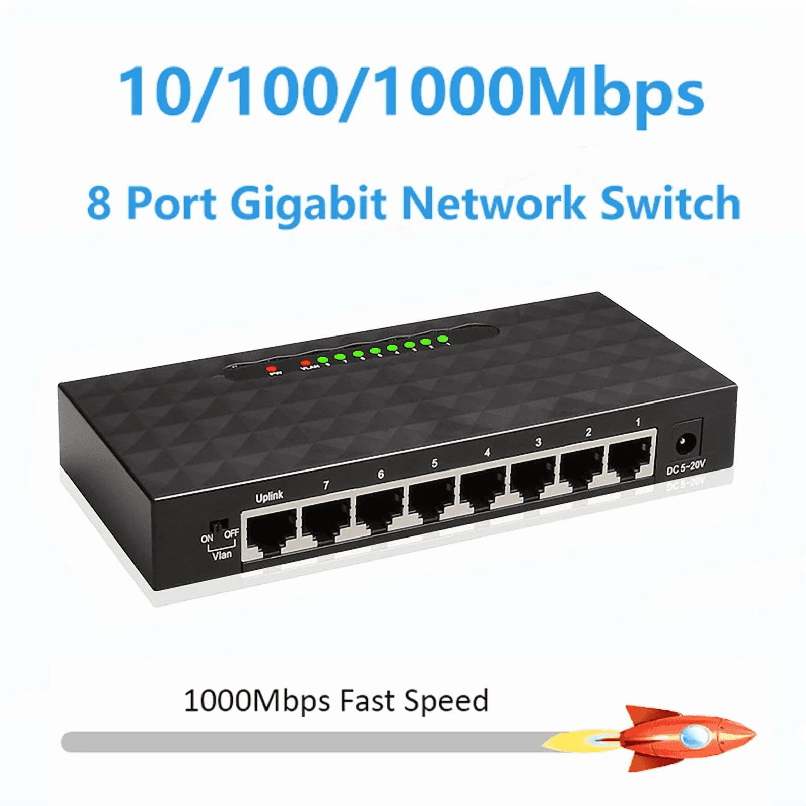 RIWPKFH 8 Port 1000Mbps Gigabit Network Switch Ethernet Smart Switcher High Performance RJ45 Hub Internet Splitter