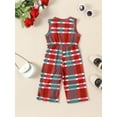 thumbnail image 3 of Toddler Girls Christmas Plaid Print Tank Jumpsuit Sleeveless Round Neck Long Pants Overalls, 3 of 8