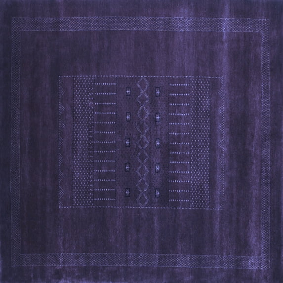 Ahgly Company Machine Washable Indoor Square Abstract Blue Contemporary Area Rugs, 8' Square