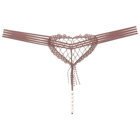 Xiaoxatg Sexy Panties for Women Women Low Waist Sexy Heart Shaped Hollow Large Mesh G String Pants Pearl Massage Underpants Holster Underwear Women