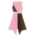 thumbnail image 6 of ranrann Womens Color Block Liturgical Dance Dress Sleeveless Asymmetrical Hem Dresses Dancewear Pink&Brown XL, 6 of 7