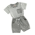 thumbnail image 4 of GXWEA Baby Boy Clothes 9-12 Months Clothes For 1 Year Old Boy Toddler Baby Boy Summer Clothes Funny T Shirt Elastic Waist Pockets Shorts Set 2 Piece Outfit Grey 6-12 Months, 4 of 4
